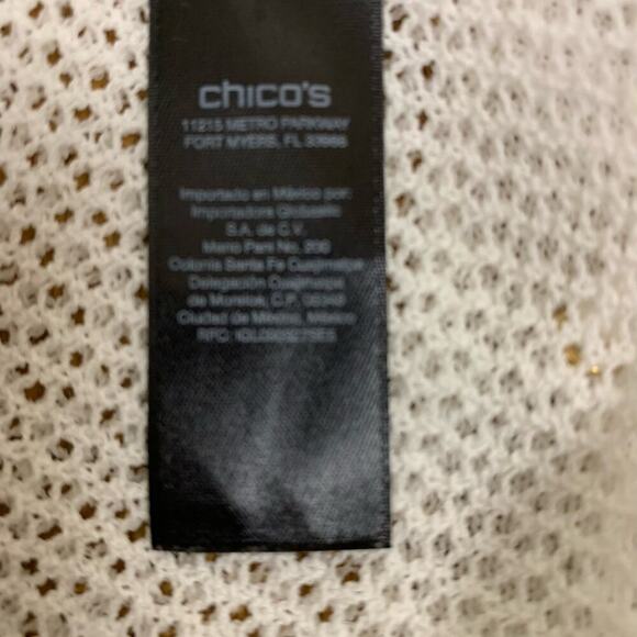 Chicos Travelers Collection Long White Sheer Mesh Cardigan - Size 2P - Picture 9 of 11
